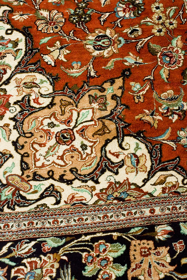 「QUM：クム産」ペルシャ絨毯-10