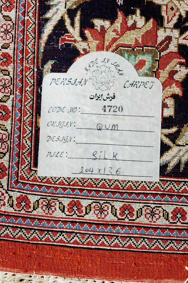 「QUM：クム産」ペルシャ絨毯-15